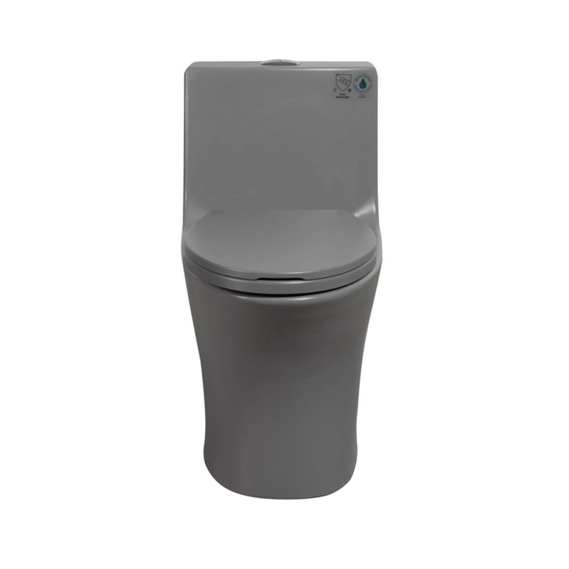 Toilette intégrée à double chasse 1,1 / 1,60 gallons, à hauteur de confort prolongée, au sol, gris clair, Gris mat