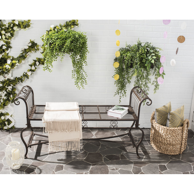 Banc de jardin en fer Beelu, Brun rustique