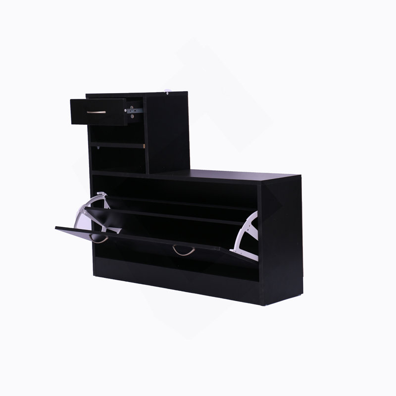 Combination Model Gate Cabinet With Shoe Cabinet+Hang Shelf+ Mirror, Matte Black
