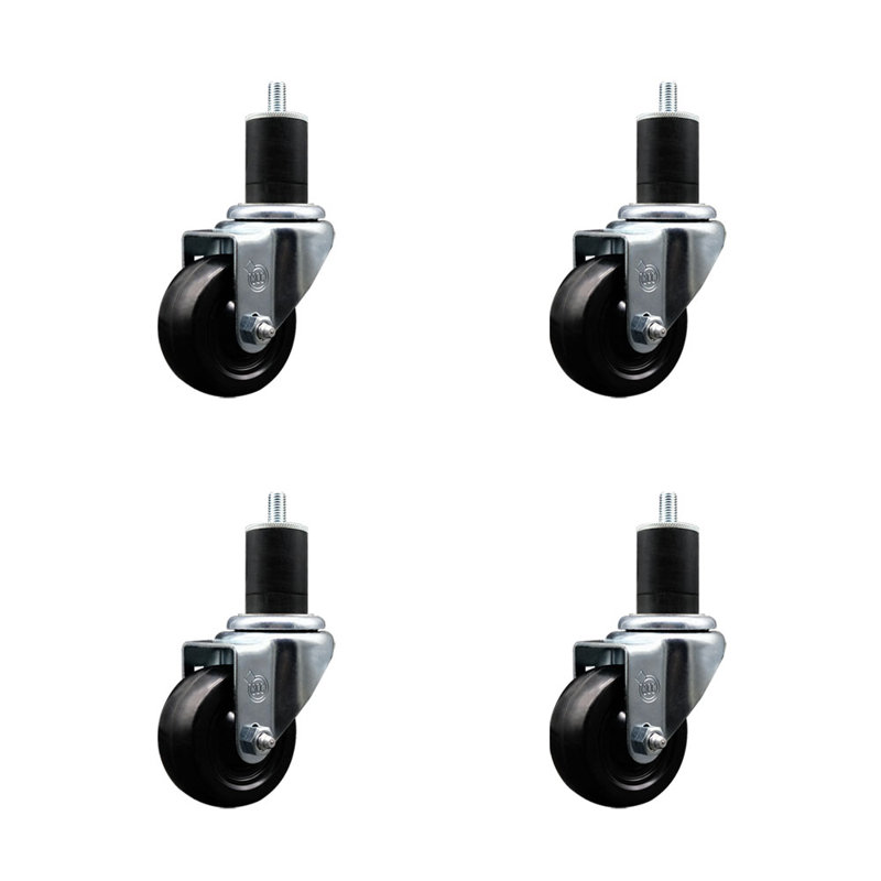 Ensemble de roulettes extensibles en caoutchouc souple de 3 po / 3 po SCC 3 po