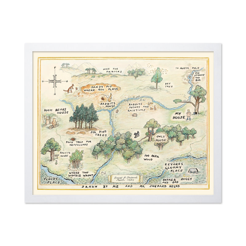 Panneau en bois Winnie l'Ourson, Affiche, H 24 po x l 32 po, Encadrement blanc
