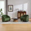 Fauteuil demi-tonneau pivotant en velours en forme de citrouille - base en bois massif - pivotant sur 360 °-1354580764