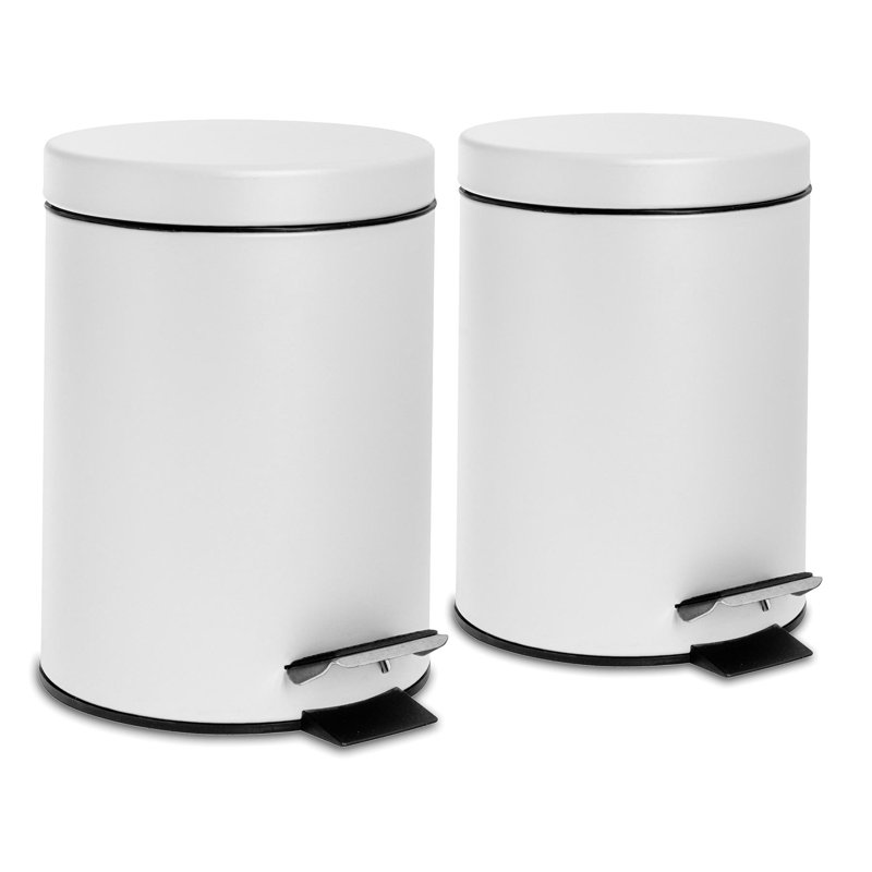Harbour Housewares 3L Square Bathroom Pedal Bins, White