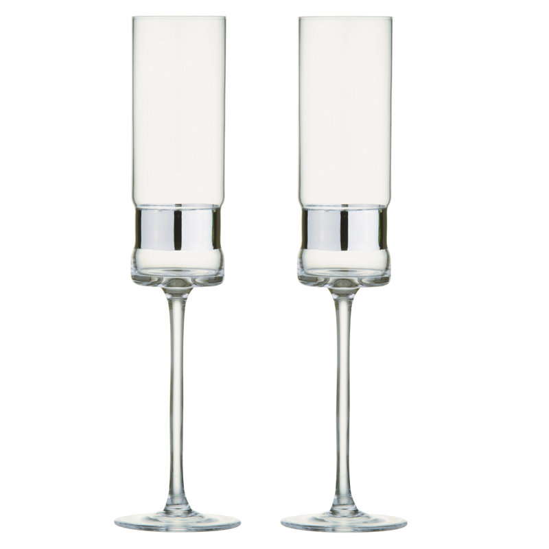 Soho 6.75oz. Champagne Glass Stemware Set, Silver