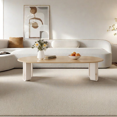 Table de salon simple en bois massif ovale