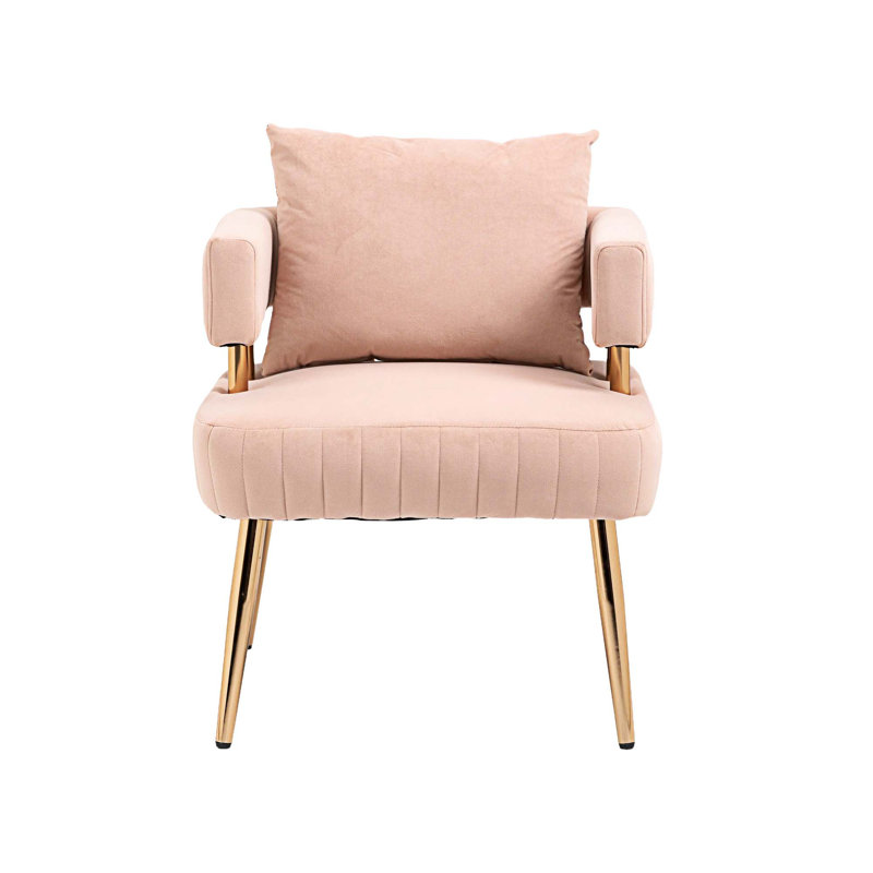 Izayah Upholstered Accent Chair, Pink Polyester Blend