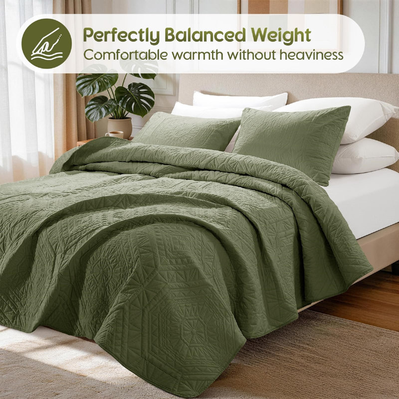 3-Piece 100% Cotton Paisley Quilt Set