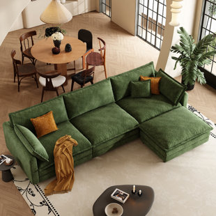 114" Sectional Sofa Comfy Cloud Couch For Living Room Modern Sofa Sleeper Deep Couches With Ottoman