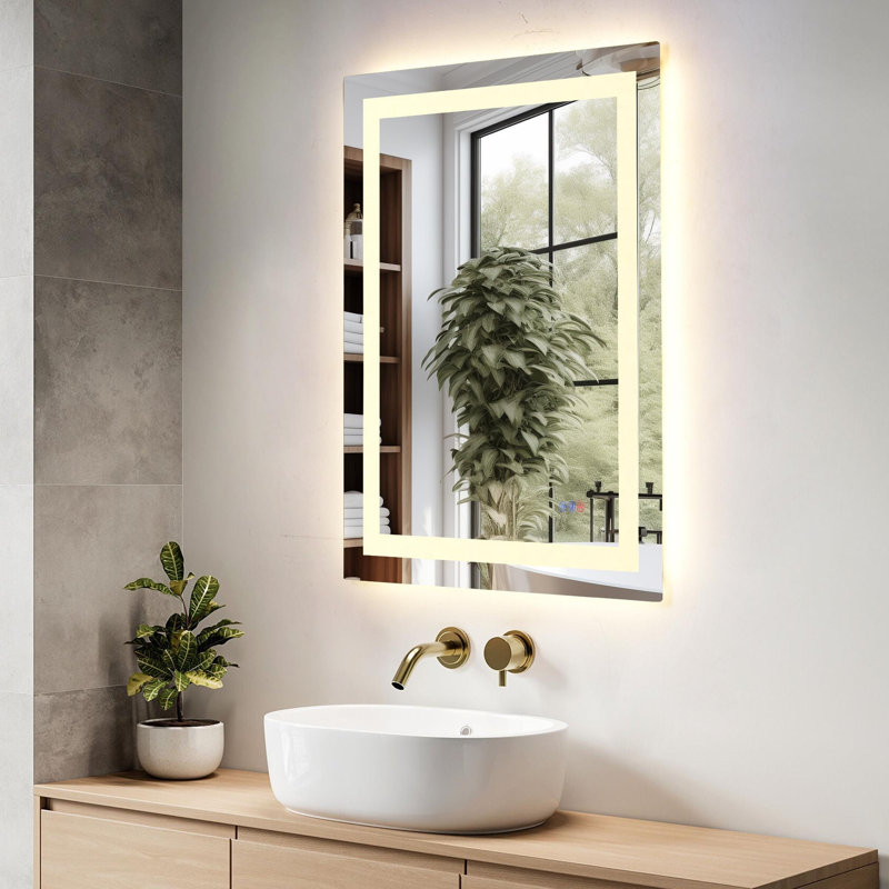 Miroir DEL Riven, couleur réglable 3000K / 4200K / 6400K, 27 po x 30 po, Rectangulaire