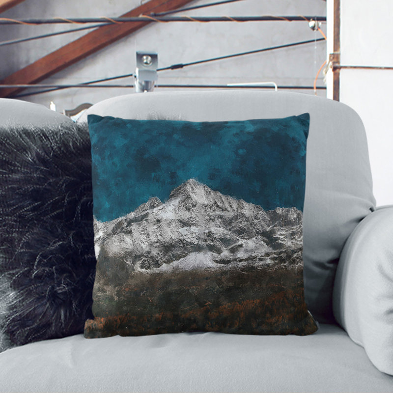 Mountain Beneath The Stars In Italy Painting Square Throw Cushion, 55cm H x 55cm W x 20cm D, Stone