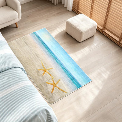 Tapis d'intérieur transparent deux étoiles de mer lavable à la machine