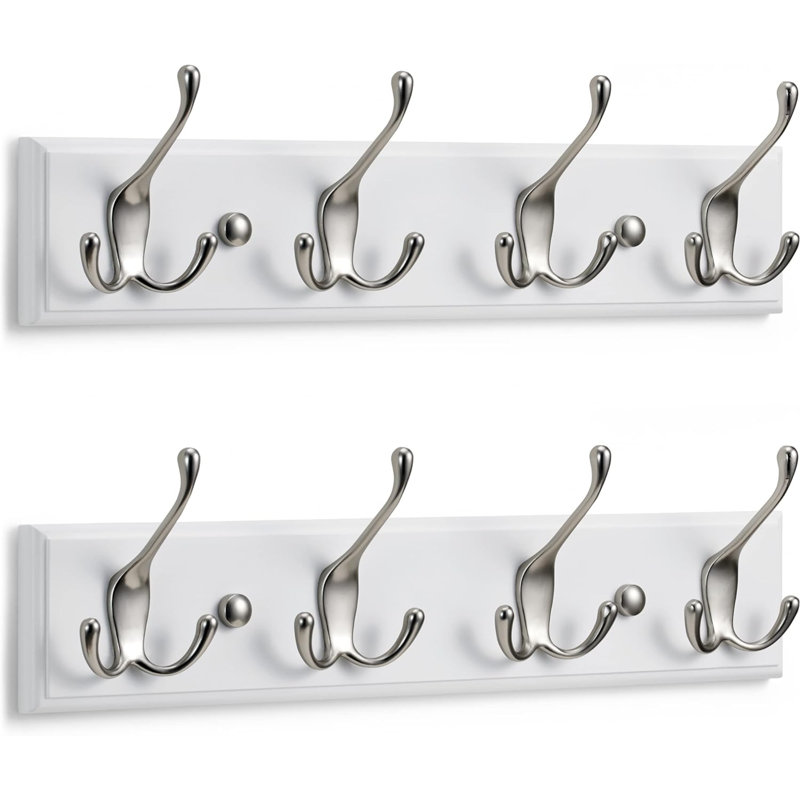 Maryetta Metal Wall Wall Mounted Coat Rack, White/Silver