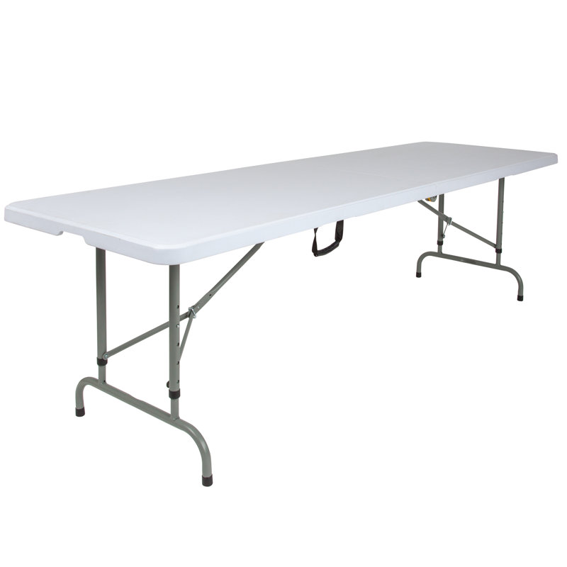 Parker 8' Height Adjustable Plastic Folding Event Table with Carrying Handle