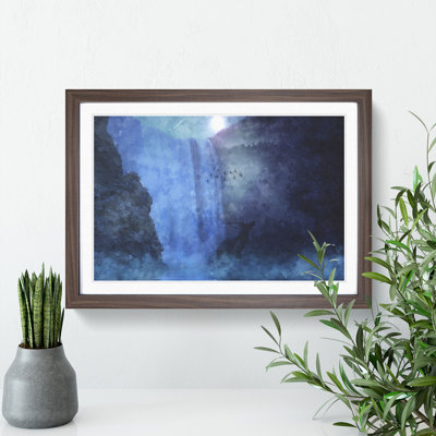 Waterfall with Stag - Picture Frame Graphic Art