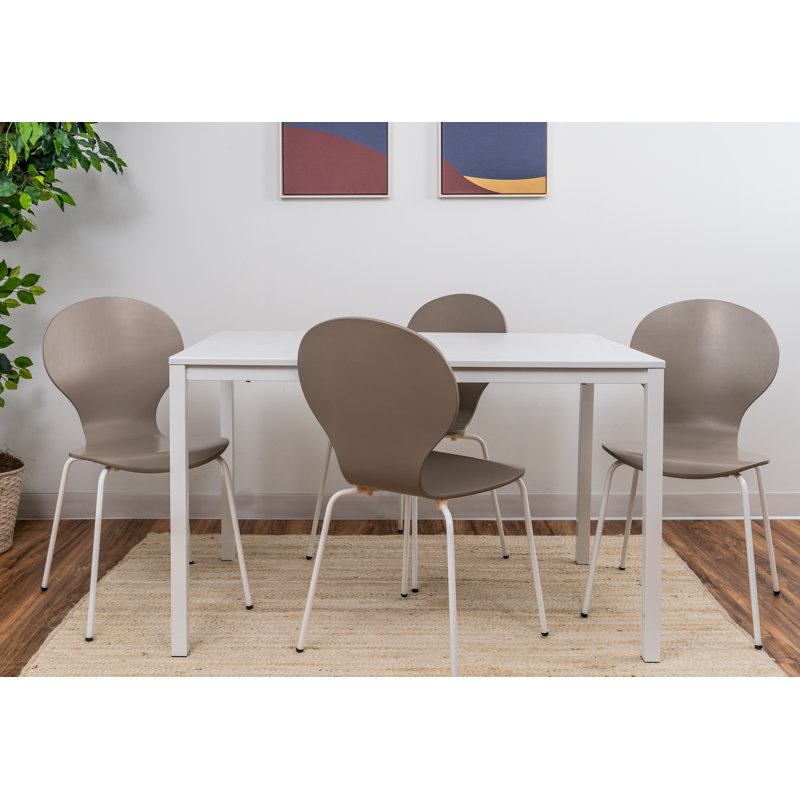Ensemble repas pour 4 personnes Southport, Gris / Chrome, Blanc