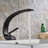Brushed Black Vanity Basin Faucet - Geometric Design, Ceramic Filler Bathroom Sink Modern, Side Included-121628381