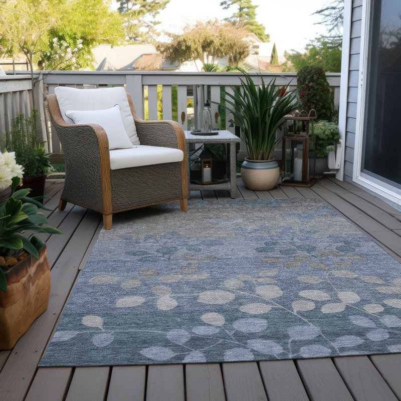 Tapis intérieur / extérieur lavable à la machine Xhevrie, Rectangle 10 pi x 14 pi