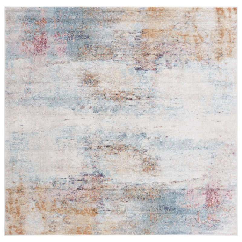 Tapis 506 turquoise / rose doré, Carré 6 pi 7 po