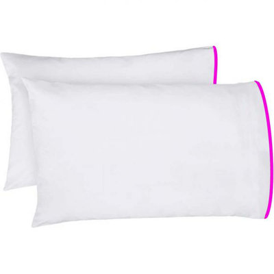 400TC Embroidery Cotton Sateen Solid Pillowcases (Set Of 2)