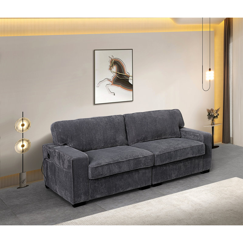 Causeuse pour chambre à coucher, tissu de velours, Gris