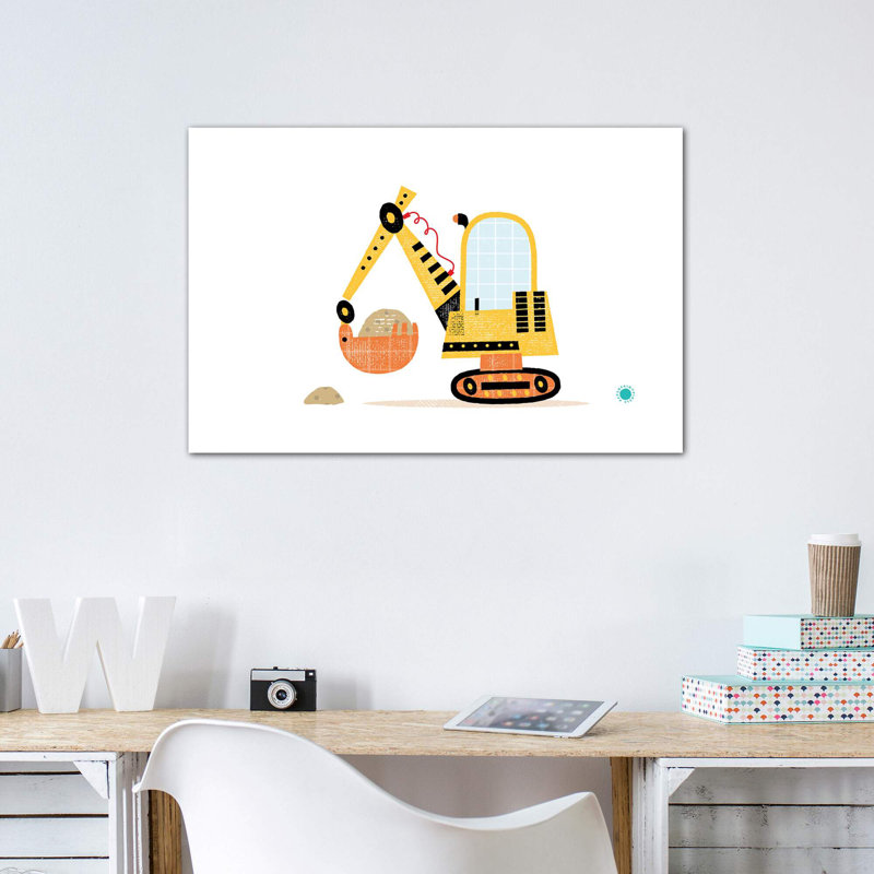 Excavator - impression d'art graphique, Toile tendue, Pas de tapis, H 8 po x l 12 po x P 0,75 po