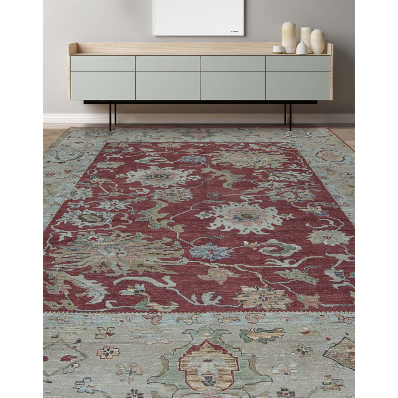 Ziegler Wool Oriental Area Rug in Rust/Beige
