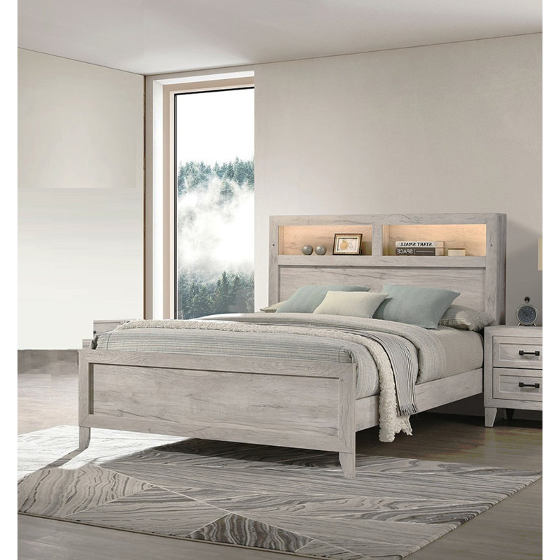 Lit simple pour grand lit 1pc avec tablettes et meubles contemporains, Grand