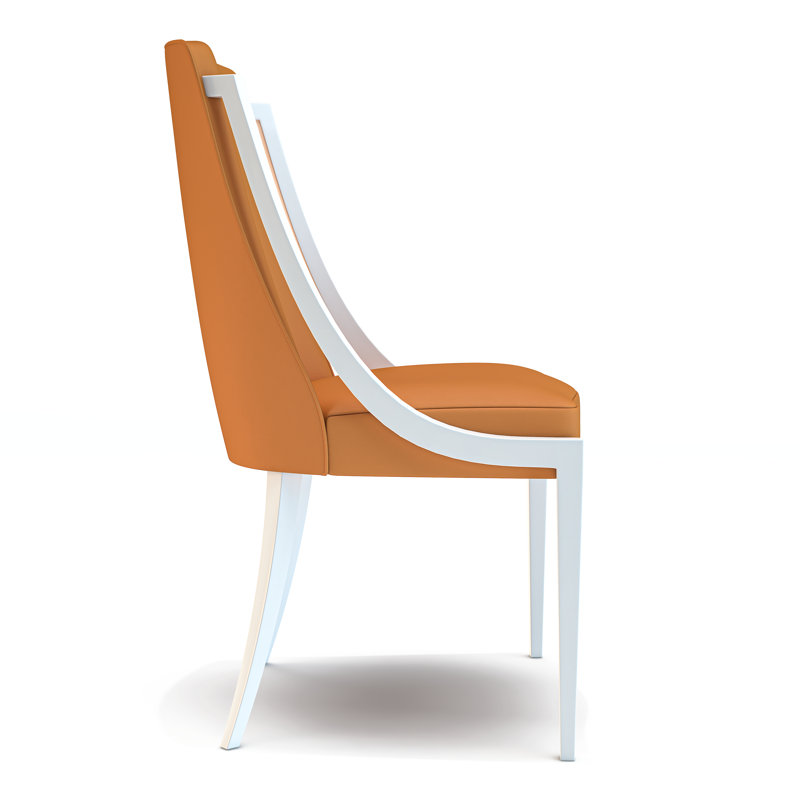 Volari Upholstered Dining Chair, Orange, Lacquered White