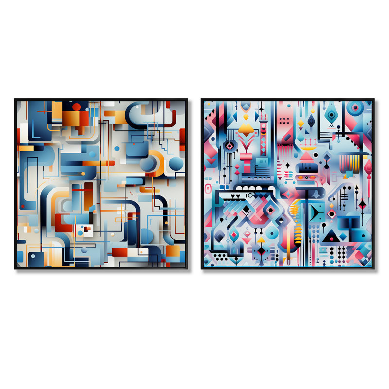 Blue Metropolis Matrix, H 16 po x l 33 po, Cadre flottant noir