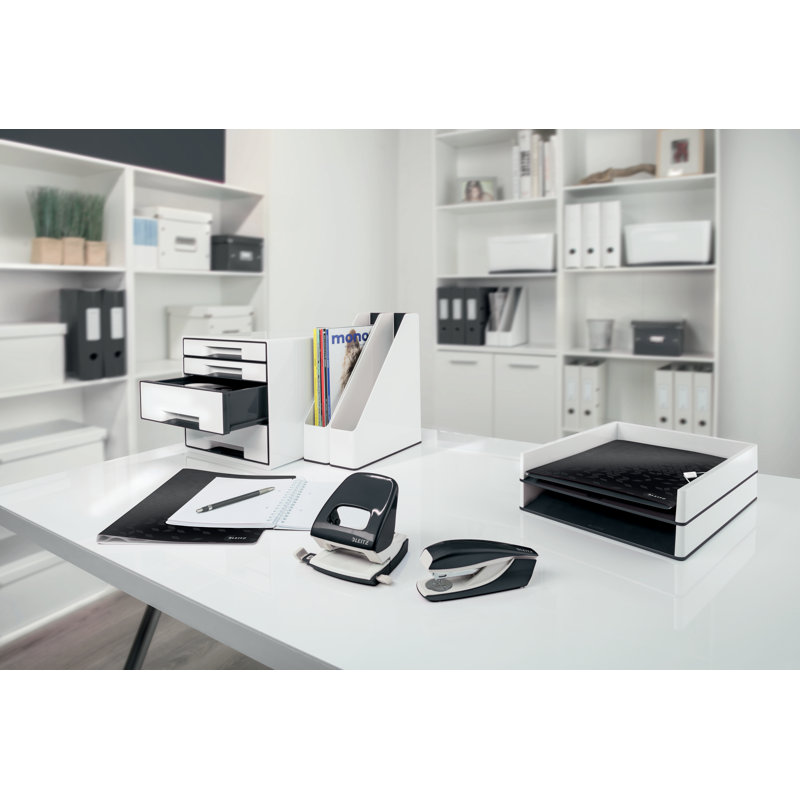Free Standing Magazine Rack, White/Black