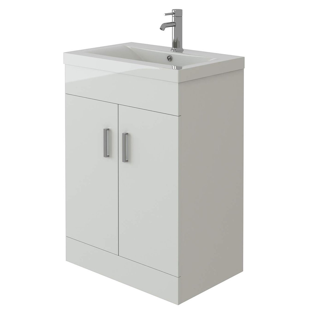 VeeBath Desire Venus 600 White FS Unit and Mid-Edge Basin