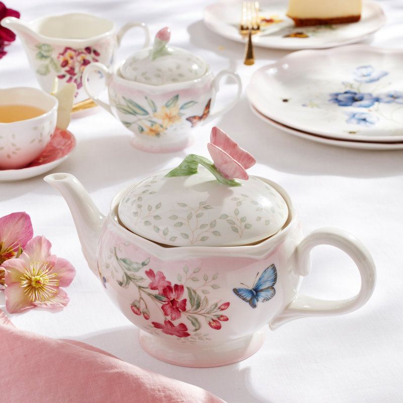 Lenox Set Di 6 Tazze In Porcellana Butterfly Meadow - Motivo Farfalle E Fiori, Lavabili In Lavastoviglie E Microonde, Multicolore
