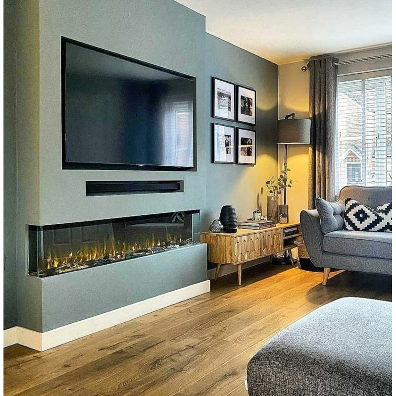 Jessica-Taylor 17 Stories Silver Electric Fireplace Insert, 18.9" H x 60" W x 7.9" D