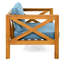 Fauteuil club d'extérieur en bois avec coussins bleus, style élégant et résistant aux intempéries