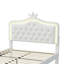 Princess Bed With LED Crown Headboard & Drawer(S), Faux Leather Storage Frame, White & Pink-1547995489-1547203774