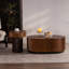 Table basse gigogne ronde de 2 avec relief ondulé élégant, idéale pour le salon comme table d'appoint ou de chevet, en bois massif +, assemblage rapide à la main - fabriqué à la main moderne 2, fait à la main multifonctionnel