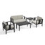 Ensemble de patio d'extérieur pour quatre personnes en teck avec coussins et deux tables Junco-19116776-19116778