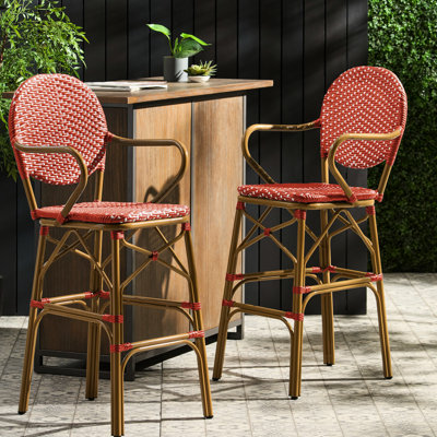 Extérieur et aluminium français, de 2, rouge, siège, rouille, décor de jardin en aluminium rouge, idéal pour les espaces