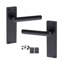  1 Set T-Bar Door Handles on Lever Backplate in Matt Black Finish Complete with Latch, Lock and 1 Pair of 3" Ball Bearing Hinges