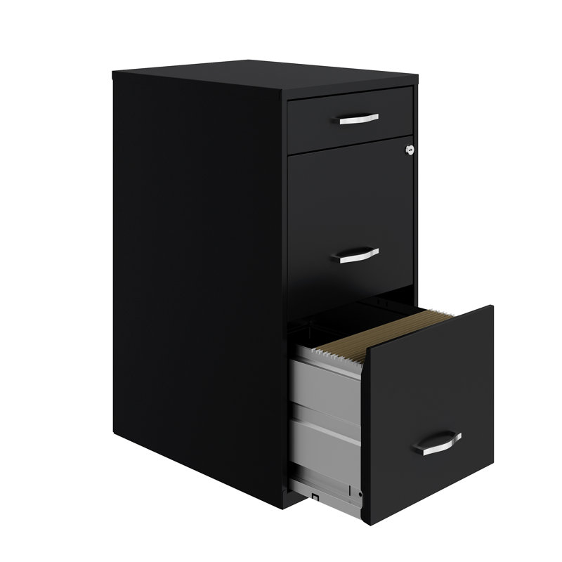 Maegan 3 Drawer Letter Width Vertical Home and Small Office Premiere File Cabinet with Pencil Drawer, Black