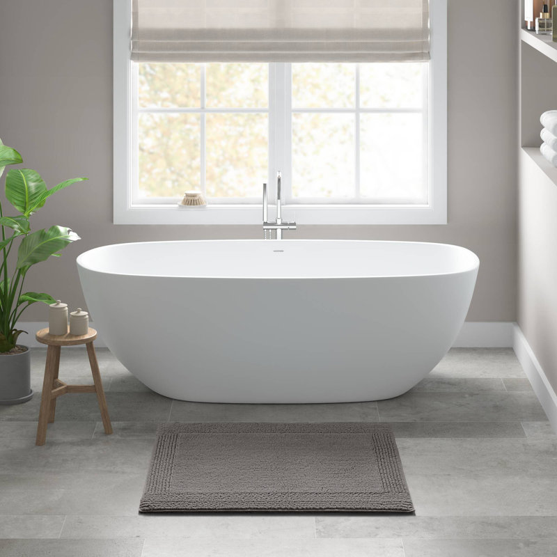 Tapis de bain de luxe réversible 100% coton touffeté 3000 g / m², texture moelleuse semblable au nuage, lavable à la machine, certifié Oeko-Tex