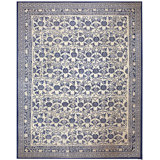 Exciting Ivory Background Geometric Blue Floral Design Antique Chinese Peking Rug