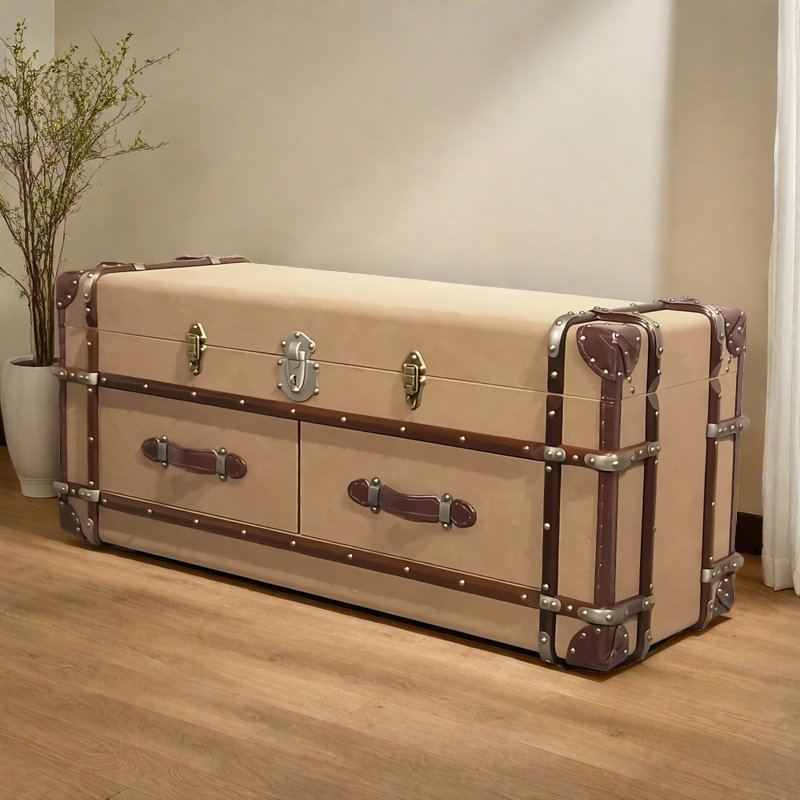 Tan Extra Large Canvas Accent Trunk