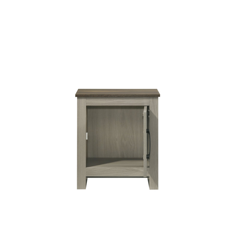Table de bout en chêne gris - l 16 po x H 21,5 po avec armoire pour la chambre à coucher avec finition noyer et plateau de table contrastant