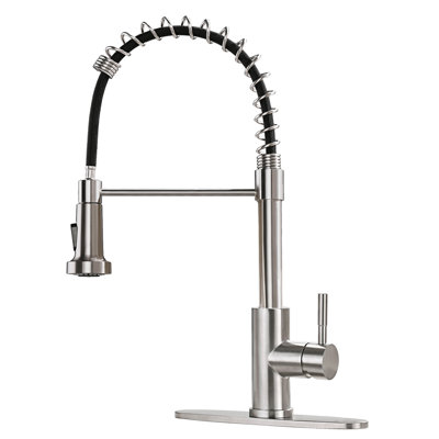Maiguoone Single Handle Pull Down Kitchen Faucet with Deck Plate