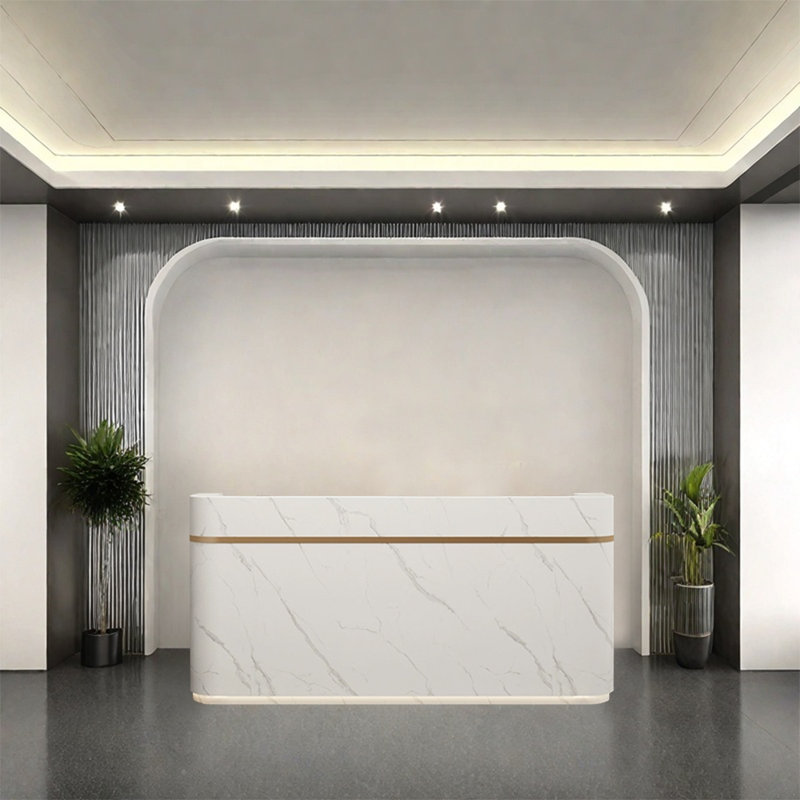 Comptoir de vestibule moderne avec support d'hôte de style podium pour l'entrée de bureau, d'hôtel ou de restaurant