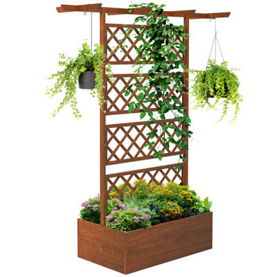Trellis Planter With Plant Box - Raised Garden Bed For Climbing Plants, Vines, Veggies, Flowers Accommodates Flowers, Vegetables