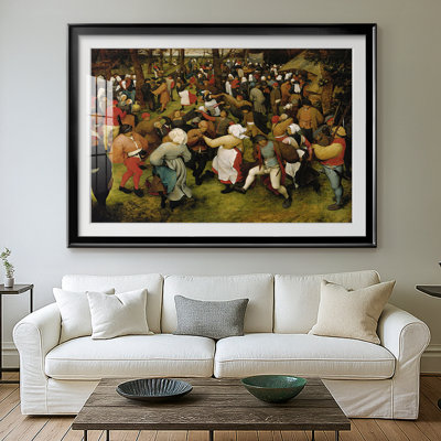 «The Peasant Dance» par Peter Bruegel l'Ancien, reproduction encadrée avec passe-partout et verre 1569