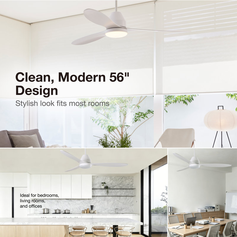 Whitehaven 56in 3-Blades Indoor/Outdoor Ceiling Fan with Remote Control and Light, White