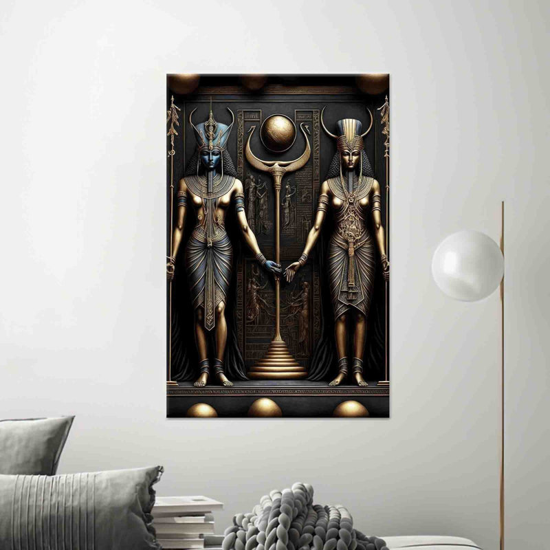Art sur toile Anubis: impression de décor égyptien moderne, œuvre d'art murale élégante, 1P, H: 27,6 po x l: 19,8 po